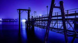 Preview wallpaper river, construction, night