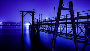 Preview wallpaper river, construction, night