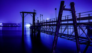 Preview wallpaper river, construction, night
