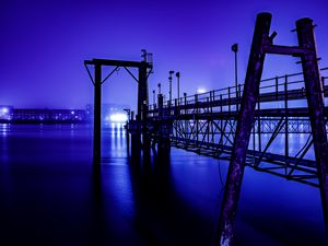 Preview wallpaper river, construction, night