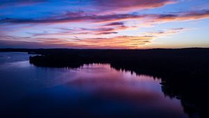 Preview wallpaper river, evening, sky, water, sunset