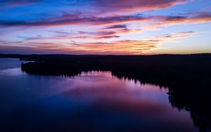 Preview wallpaper river, evening, sky, water, sunset