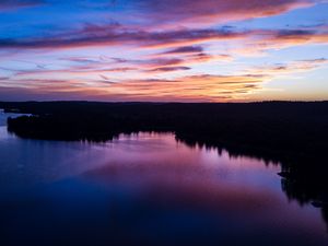 Preview wallpaper river, evening, sky, water, sunset