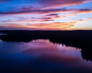 Preview wallpaper river, evening, sky, water, sunset