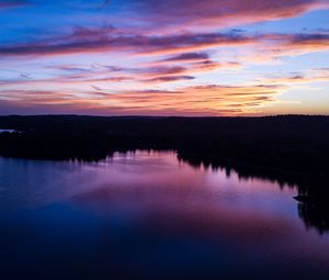 Preview wallpaper river, evening, sky, water, sunset