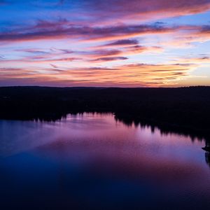 Preview wallpaper river, evening, sky, water, sunset