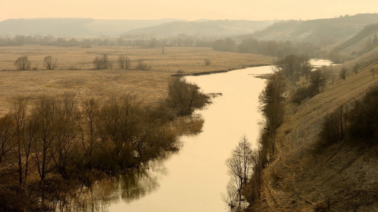 Wallpaper river, fields, autumn, russia