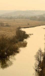 Preview wallpaper river, fields, autumn, russia