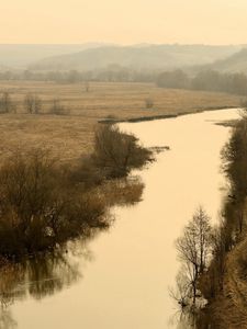 Preview wallpaper river, fields, autumn, russia