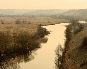 Preview wallpaper river, fields, autumn, russia