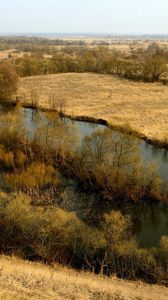 Preview wallpaper river, fields, autumn, russia, day