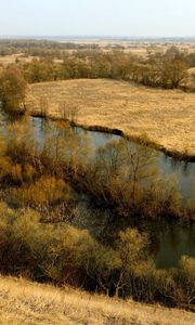 Preview wallpaper river, fields, autumn, russia, day