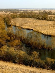 Preview wallpaper river, fields, autumn, russia, day