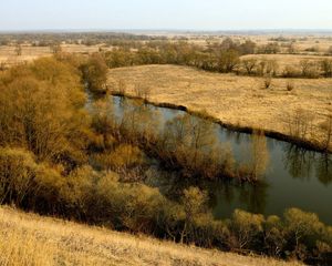 Preview wallpaper river, fields, autumn, russia, day