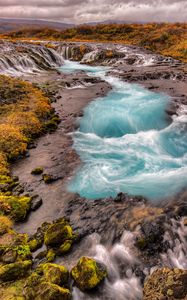 Preview wallpaper river, flow, stones, moss