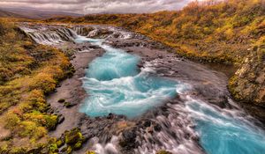 Preview wallpaper river, flow, stones, moss