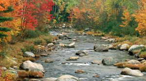 Preview wallpaper river, flowing, rocks, fall