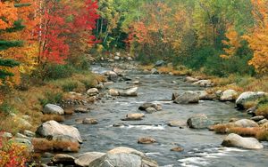 Preview wallpaper river, flowing, rocks, fall