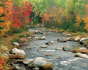 Preview wallpaper river, flowing, rocks, fall