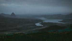 Preview wallpaper river, fog, aerial view, armenia