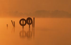 Preview wallpaper river, fog, dusk, dawn
