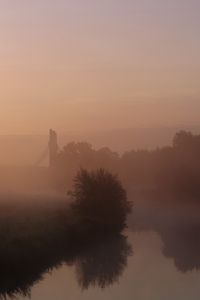 Preview wallpaper river, fog, trees, nature, landscape