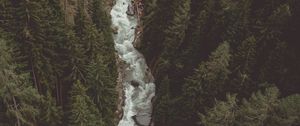 Preview wallpaper river, forest, aerial view, stream, mountain