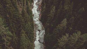 Preview wallpaper river, forest, aerial view, stream, mountain