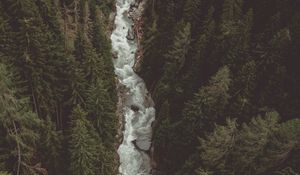 Preview wallpaper river, forest, aerial view, stream, mountain