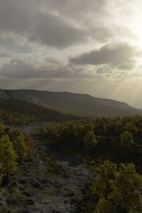 Preview wallpaper river, forest, distance, trees