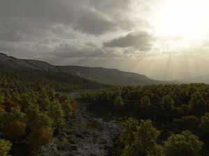 Preview wallpaper river, forest, distance, trees