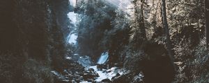 Preview wallpaper river, forest, mountains, sunlight, landscape, morning