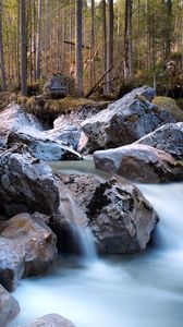 Preview wallpaper river, forest, rocks, nature