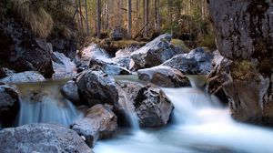 Preview wallpaper river, forest, rocks, nature