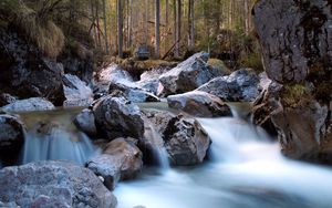 Preview wallpaper river, forest, rocks, nature