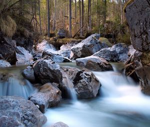 Preview wallpaper river, forest, rocks, nature