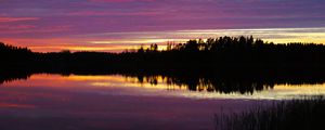 Preview wallpaper river, forest, silhouettes, evening, dark