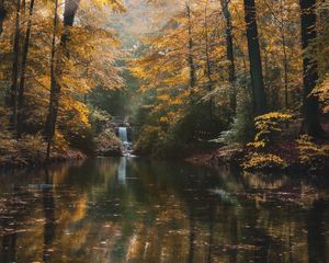 Preview wallpaper river, forest, trees, landscape, autumn