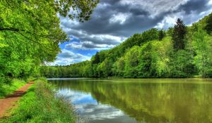 Preview wallpaper river, germany, tropic landscape, hessen lich, hdr, nature
