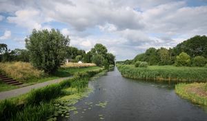 Preview wallpaper river, grass, park, trees, netherlands