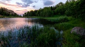 Preview wallpaper river, grass, trees, nature