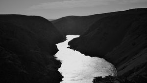 Preview wallpaper river, hills, mountains, dark