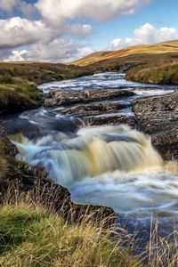 Preview wallpaper river, hills, rocks, water, stream, nature