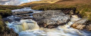 Preview wallpaper river, hills, rocks, water, stream, nature