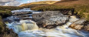 Preview wallpaper river, hills, rocks, water, stream, nature