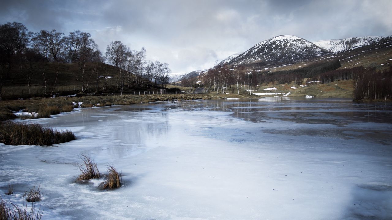 Wallpaper river, ice, mountain, snow, nature