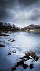 Preview wallpaper river, ice, mountain, snow, nature