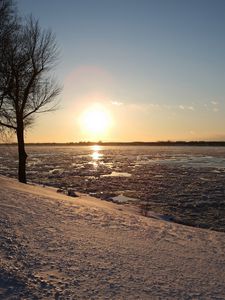 Preview wallpaper river, ice, sun, spring, thawing, shine