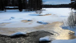 Preview wallpaper river, ice, winter, trees, nature