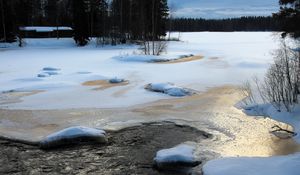 Preview wallpaper river, ice, winter, trees, nature